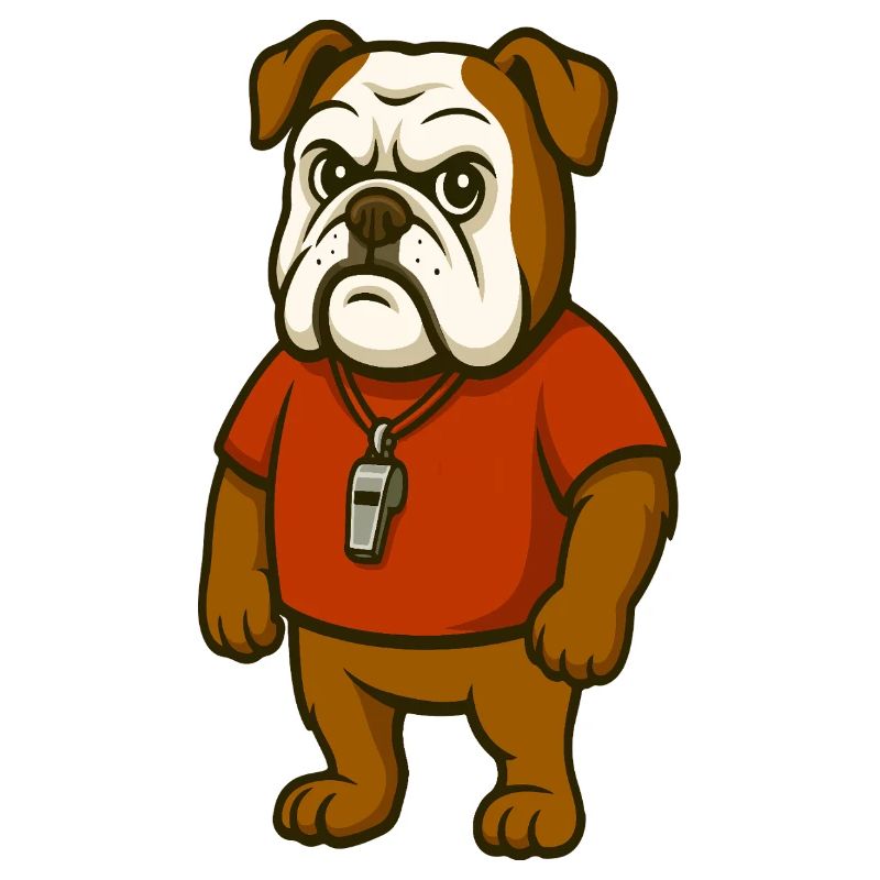 Bulldog-Trainer-Maskottchen mit Pfeife