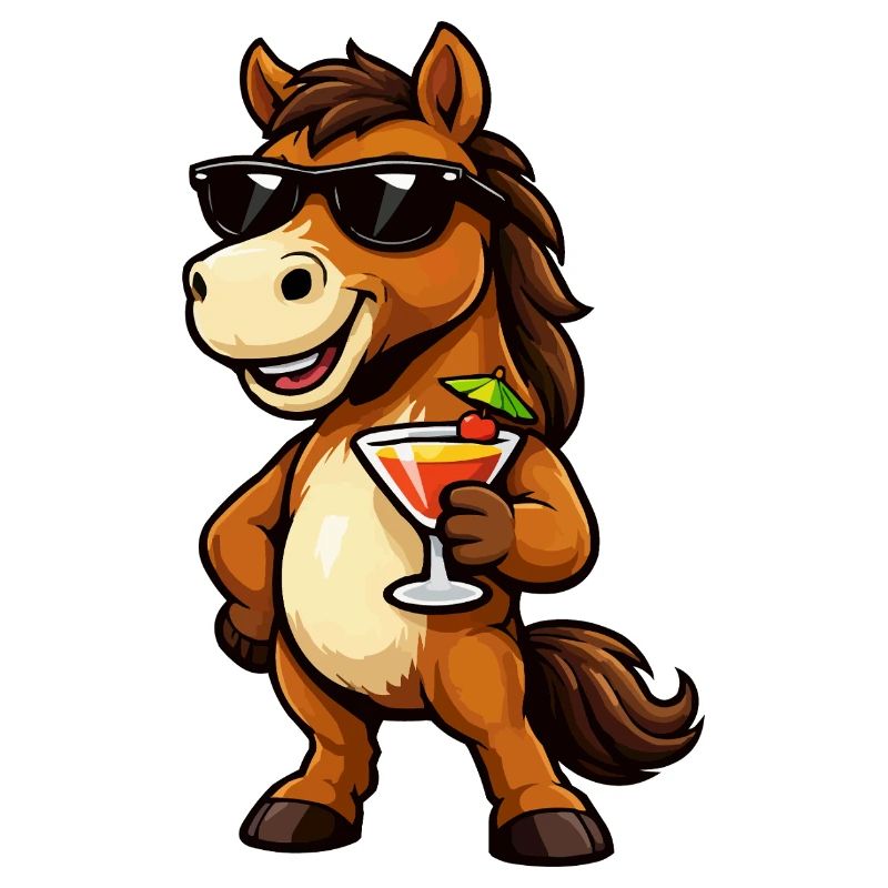Sommerspaß Pferd mit Cocktail