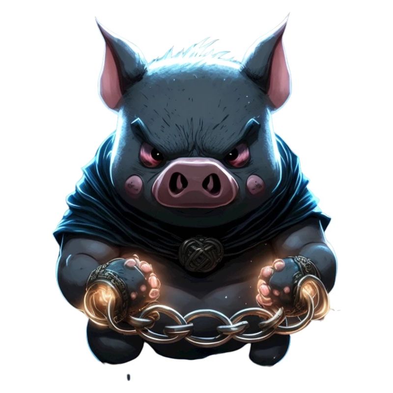 angekettetes Schwein