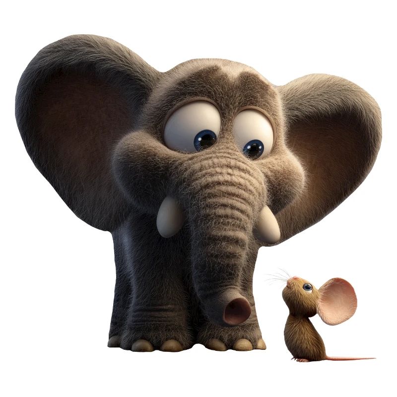 Niedlicher_Elefant_und_suesser_Maus_Freunde_Com