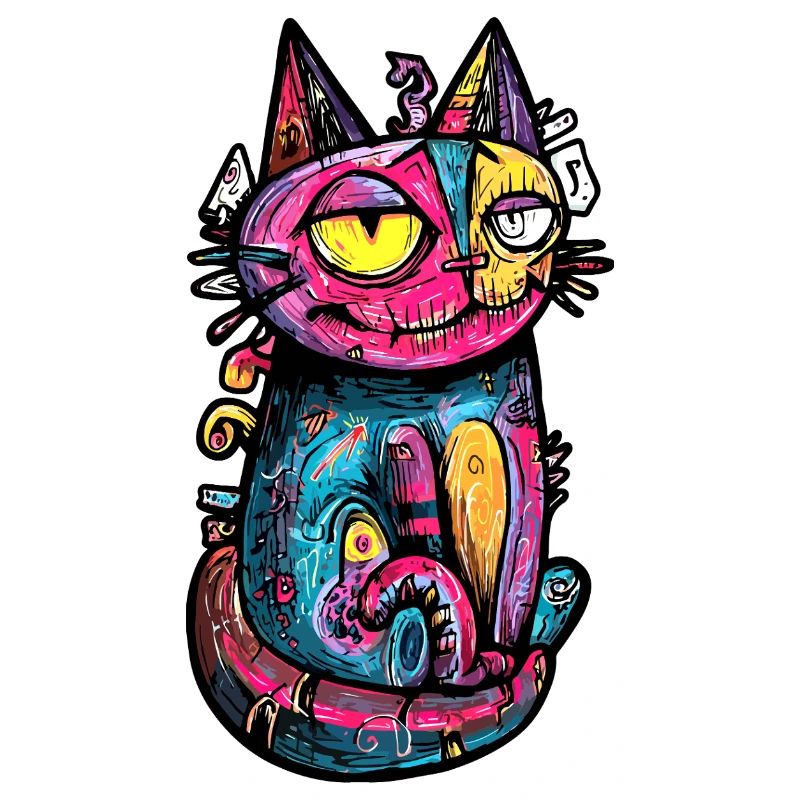 Katze Bunt Kunst Design