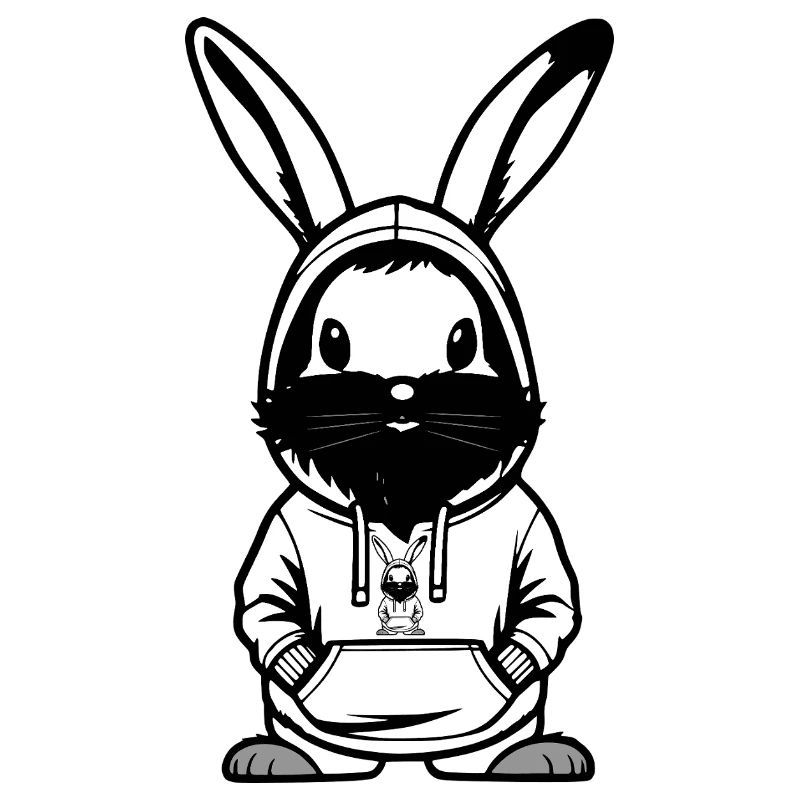 Hase mit Bart Hoodie-Motiv