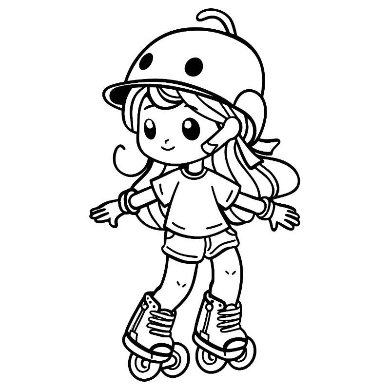 Roller Skating Mädchen Cartoon