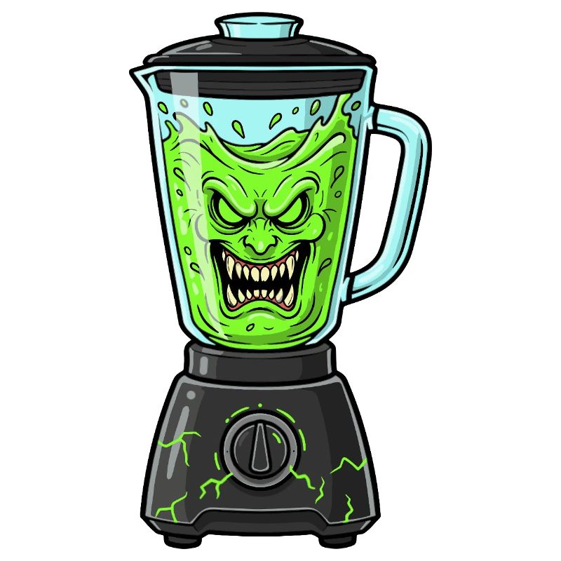 Grüner Slime-Blender mit Monstergesicht