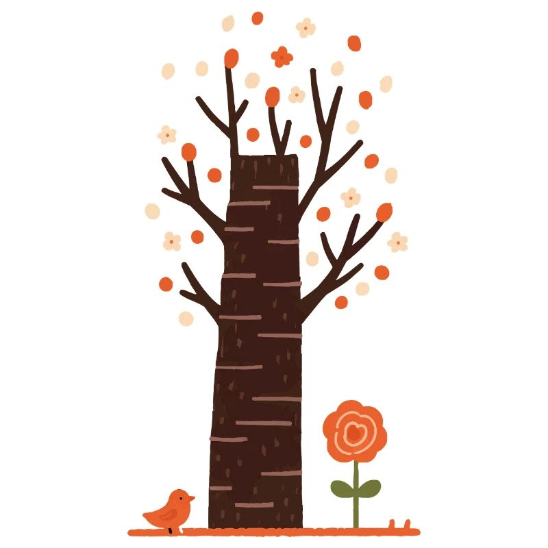 Whimsical Blossom Tree with Bird