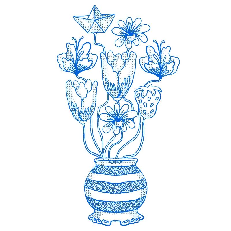 Linien-Blumenstrauß mit Stern