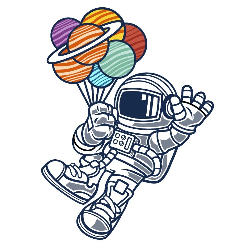 Astronaut mit Luftballons