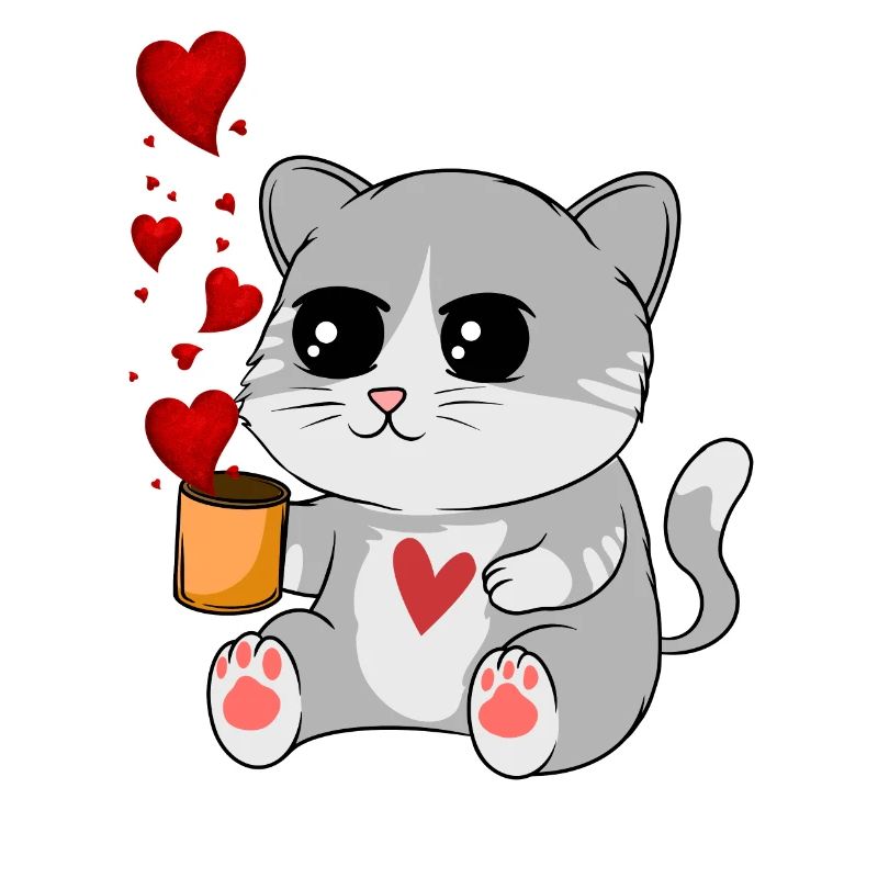 Großkatze und Herzen