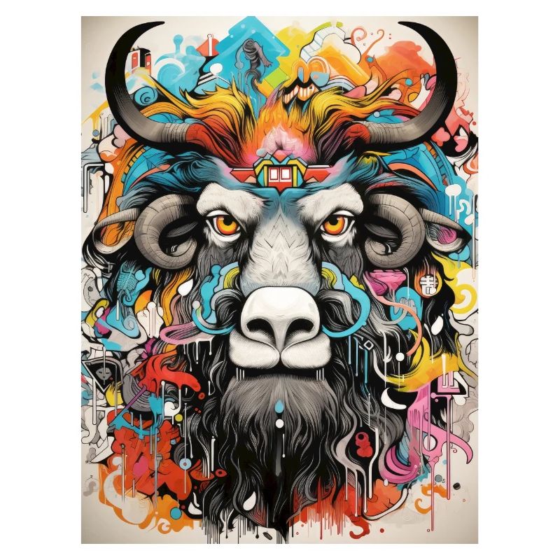 bison graffiti geometrie
