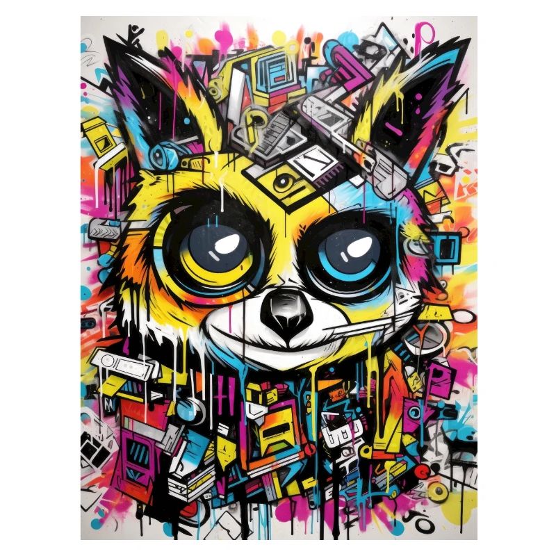 Waschbär comic graffiti