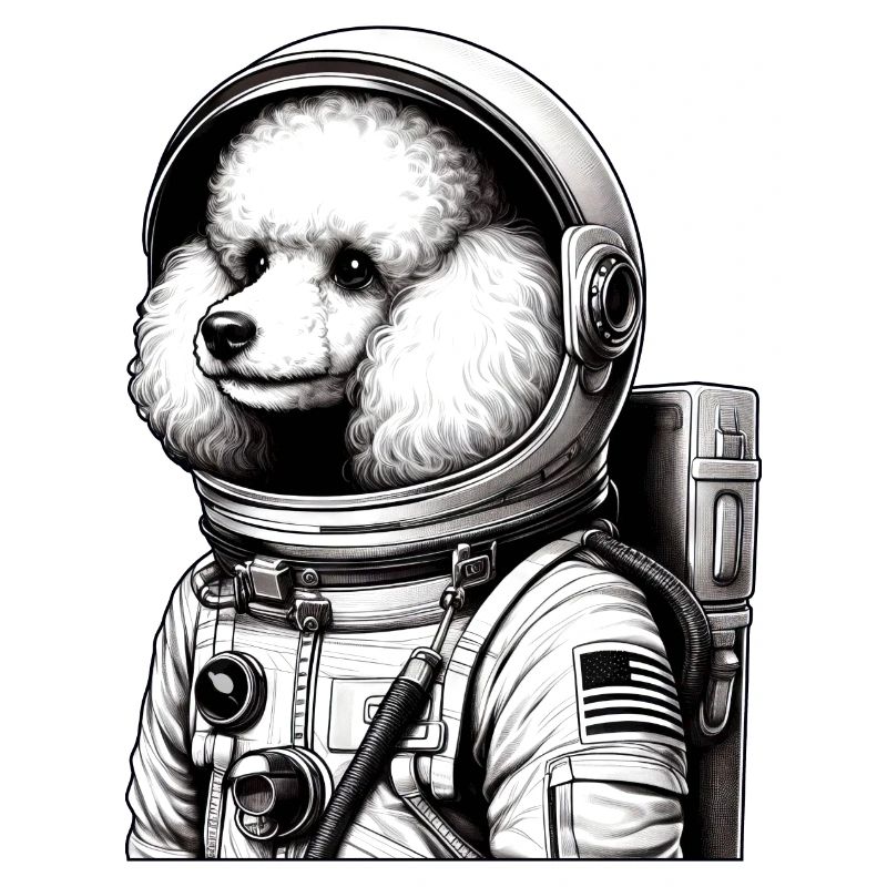 Caniche astronaute dans l’espace émerveillé