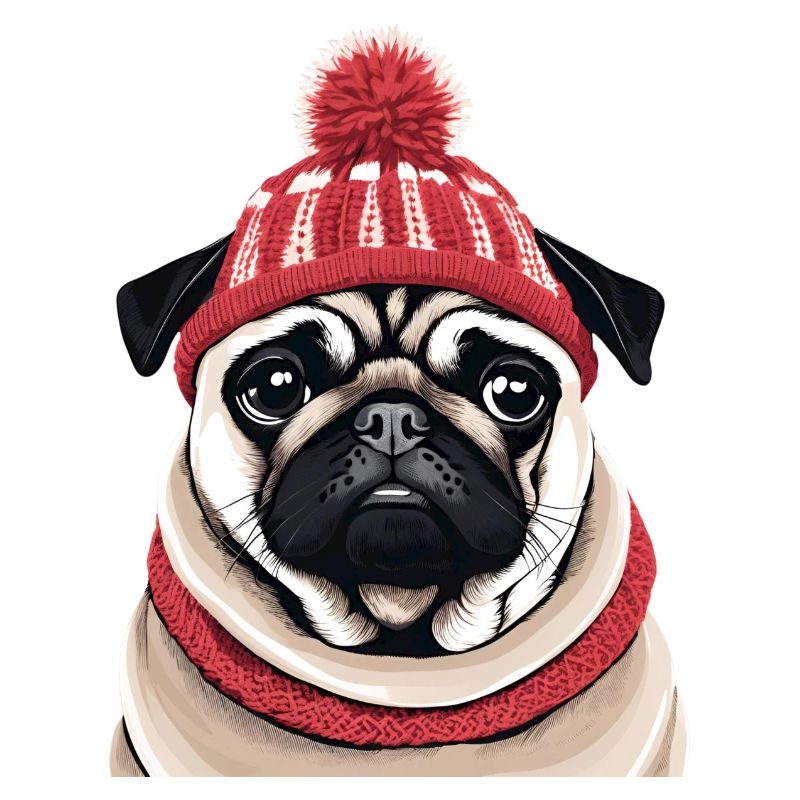 Mops mit Mütze
