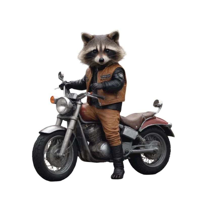 Waschbär-Biker