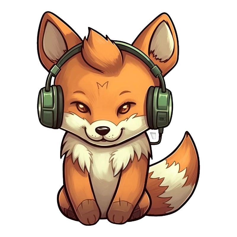 A cute fox playing video games