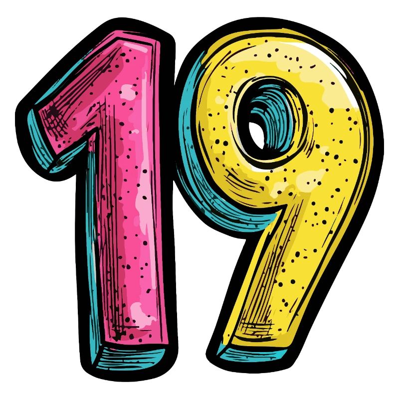 19 Zahl Bunt