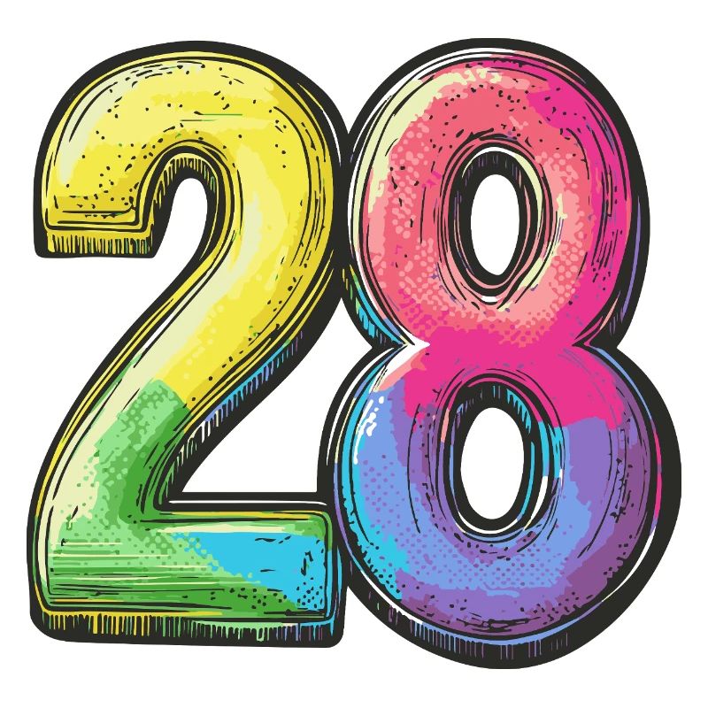 28 Zahl Bunt