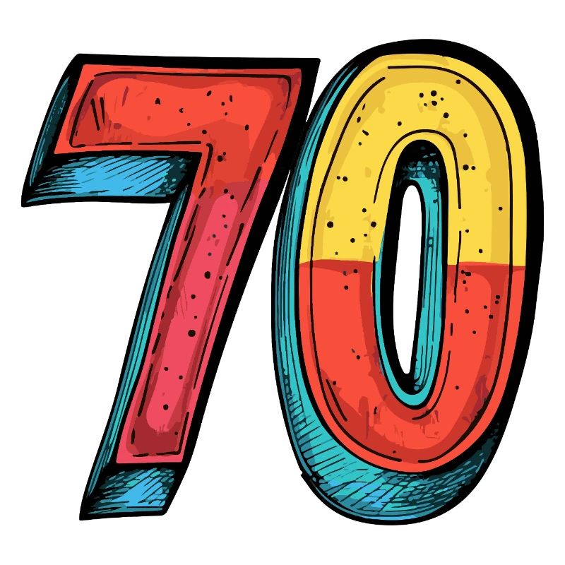 70 Zahl Bunt
