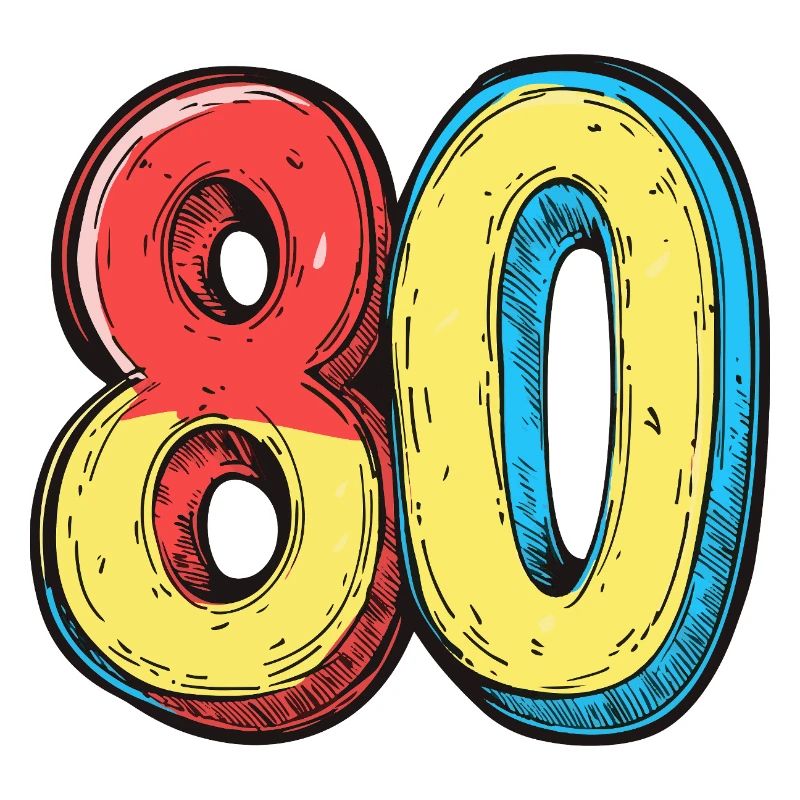 80 Zahl Bunt