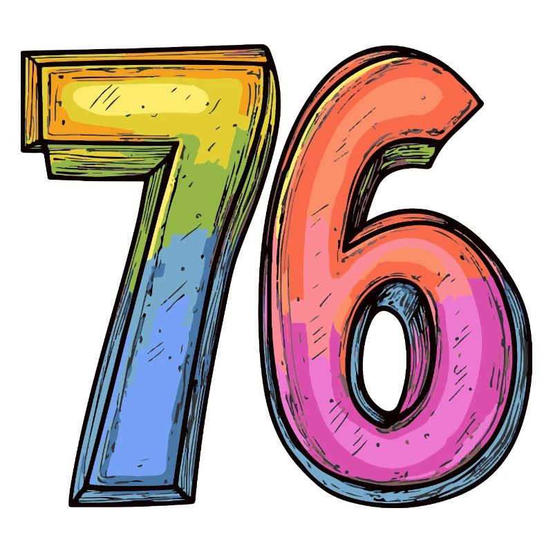 76 Zahl Bunt