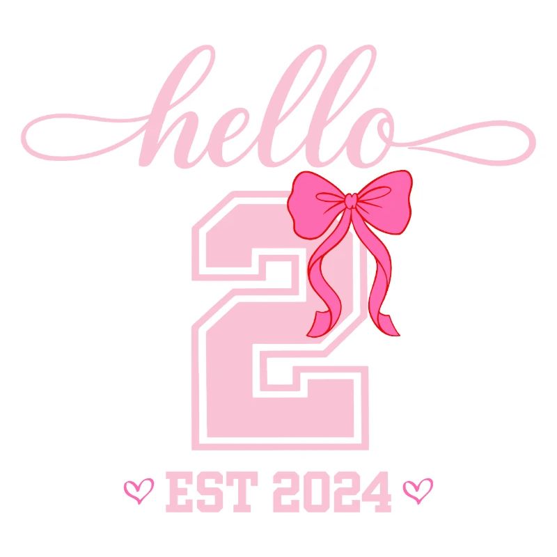 Hello 2 Est 2024 Pink Bow Design