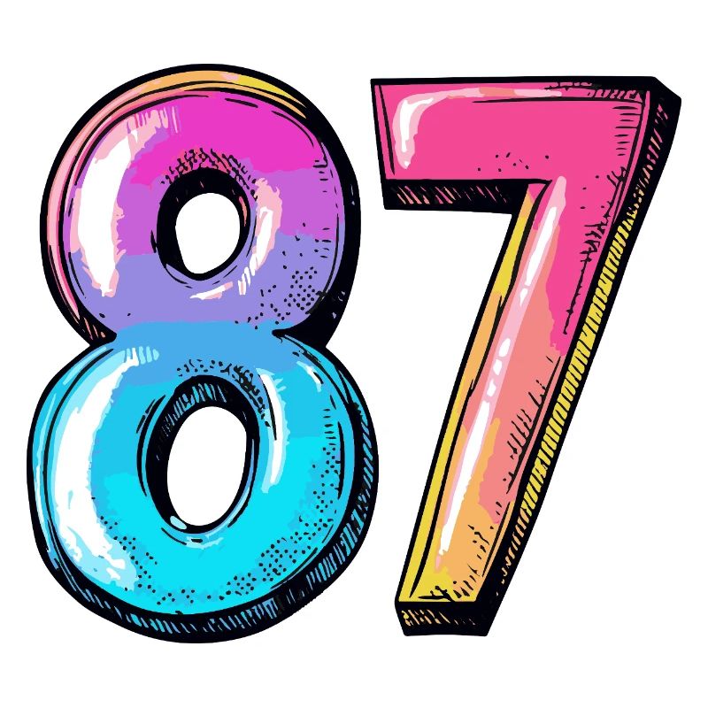 87 Zahl Bunt