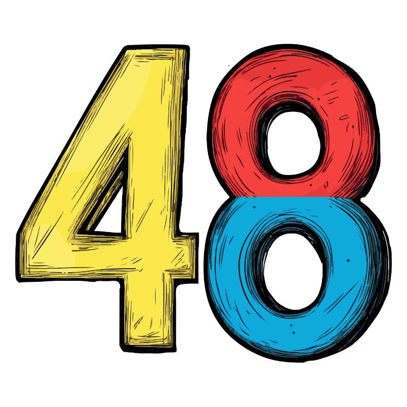48 Zahl Bunt