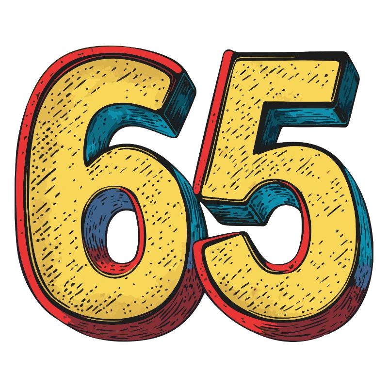 65 Zahl Bunt