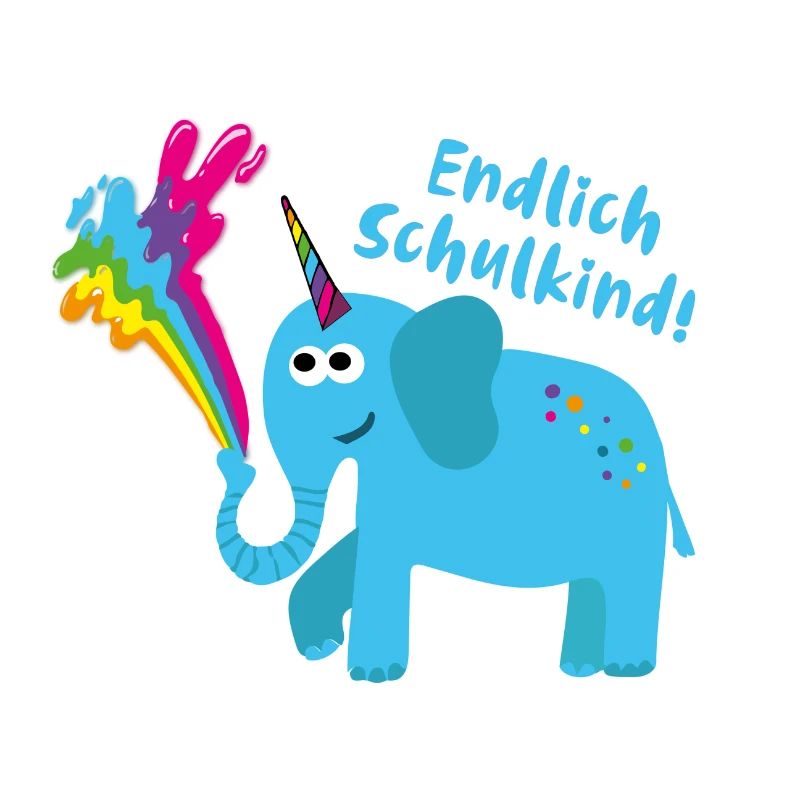 endlich schulkind,elefant,regenbogen,kotzen