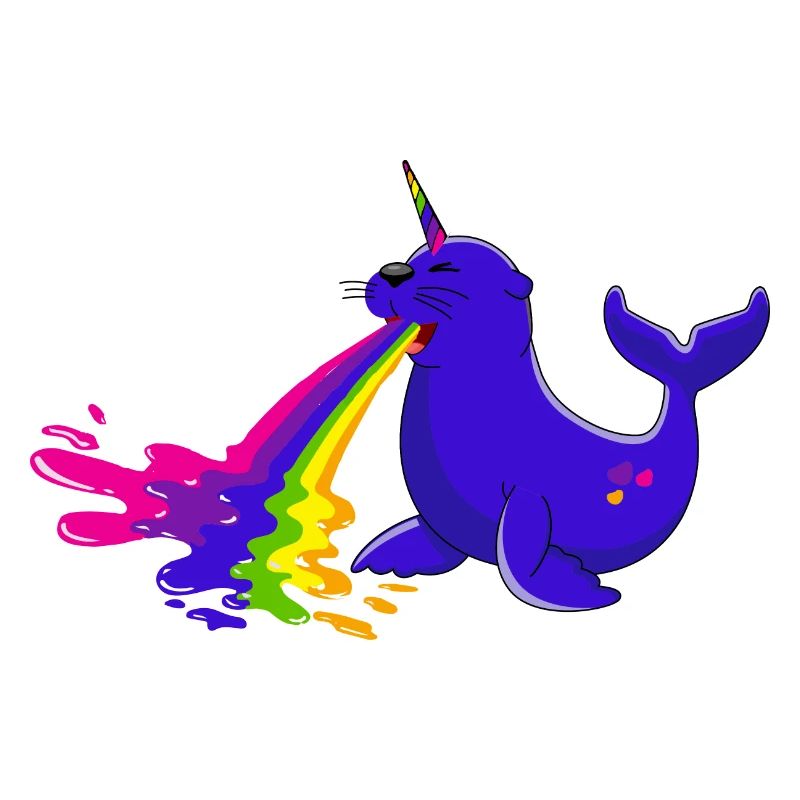 seehund,regenbogen,kotzender seehund,robbe,einhorn