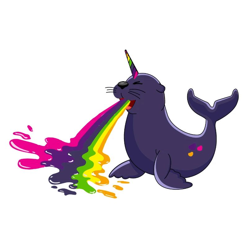 seehund,regenbogen,kotzender seehund,robbe,einhorn