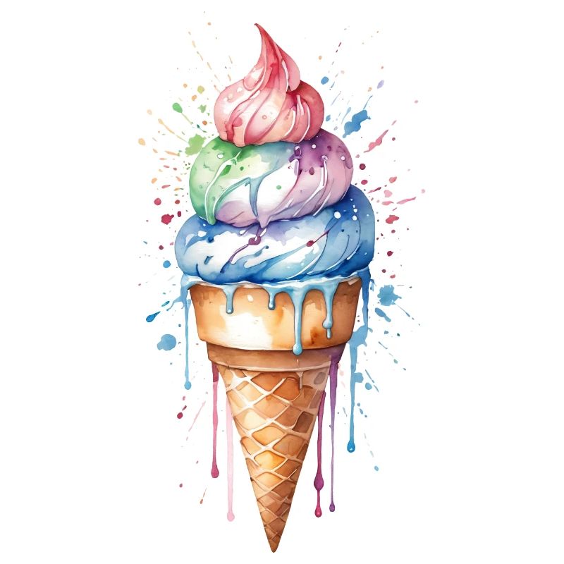 Rainbow Delight: Aquarell-Eistüte