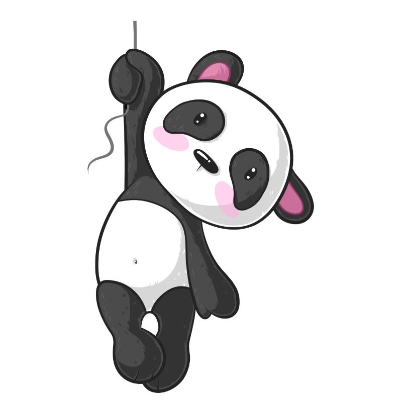Hängender Comic Panda