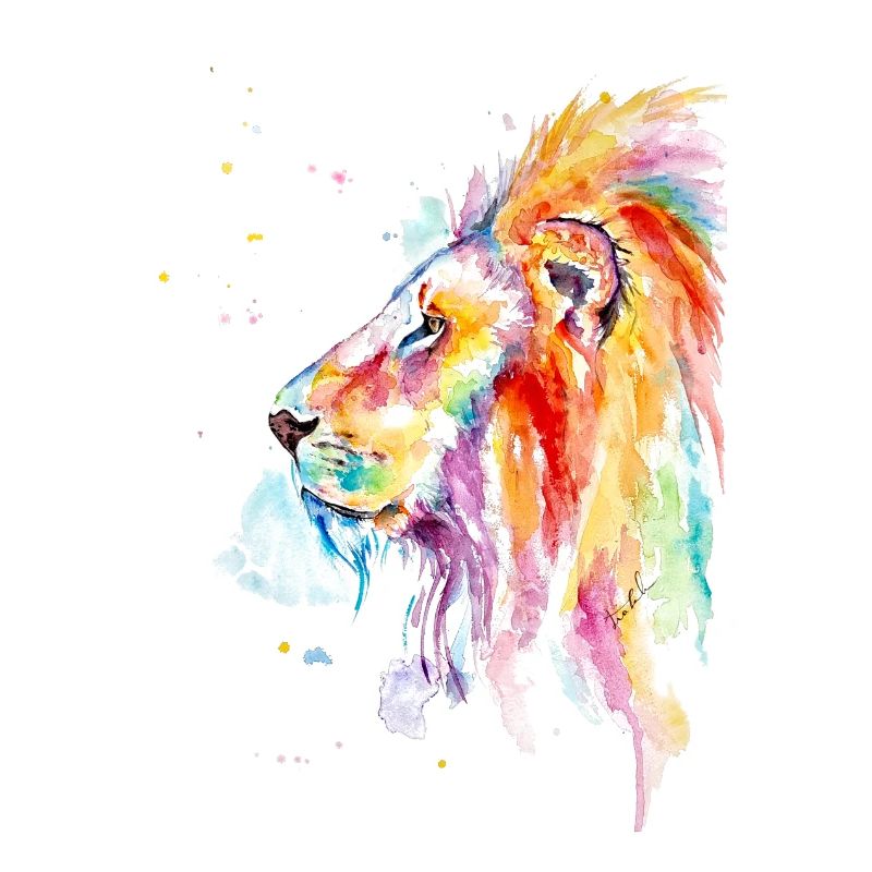 Bunter Aquarell Löwe