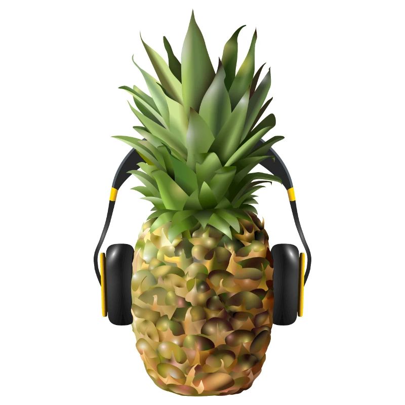 Ananas mit Headphones