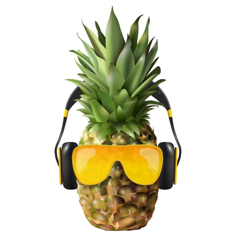 Ananas mit Kopfhörer