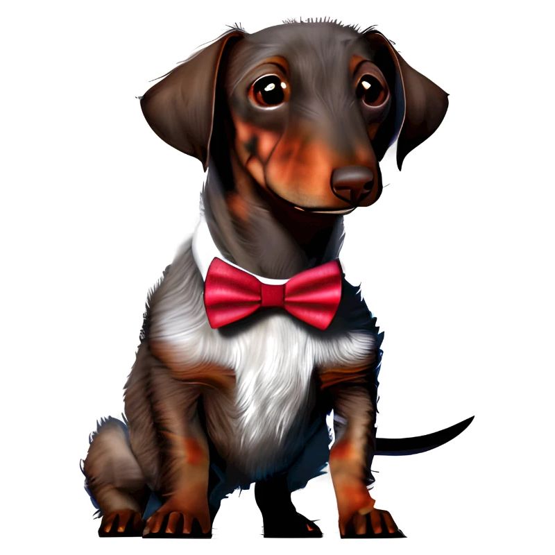 Dackelwelpe Dachshund mit Fliege Hund Hunde