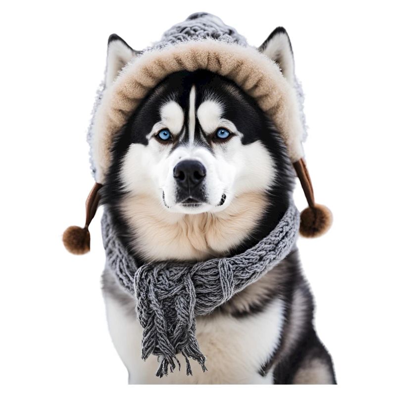 Husky mit Mütze