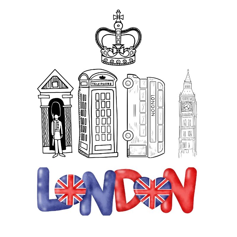 London-Flaggen-Design mit Herzmotiv