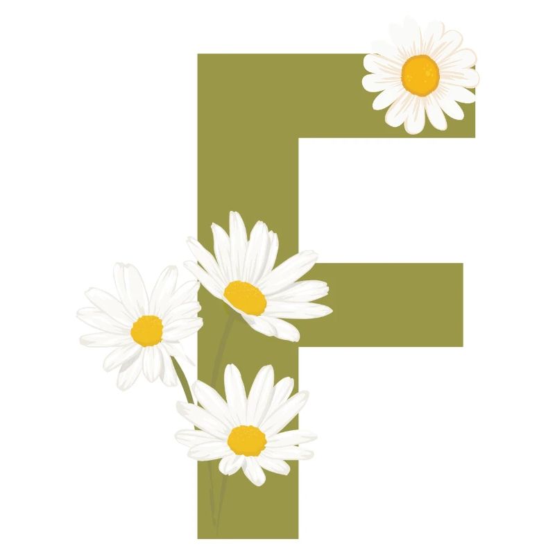 Buchstabe f Grüne Gänseblümchen