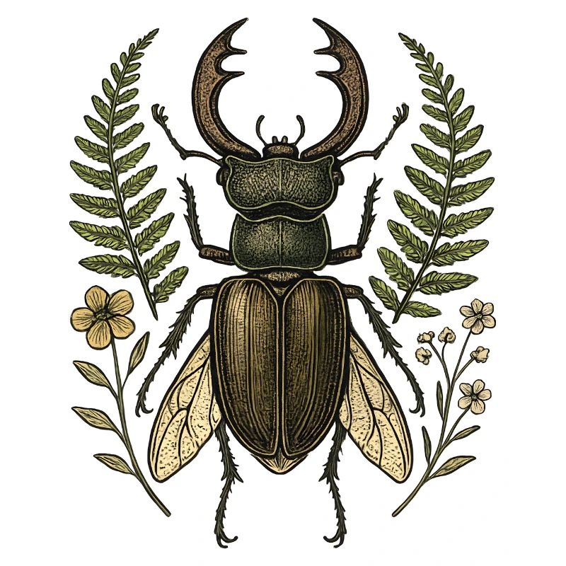 Hirschkäfer Blattwerk Print