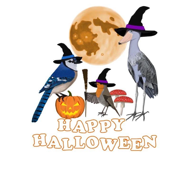 Rotkehlchen Halloween Kürbis Mond Vogel Biologe