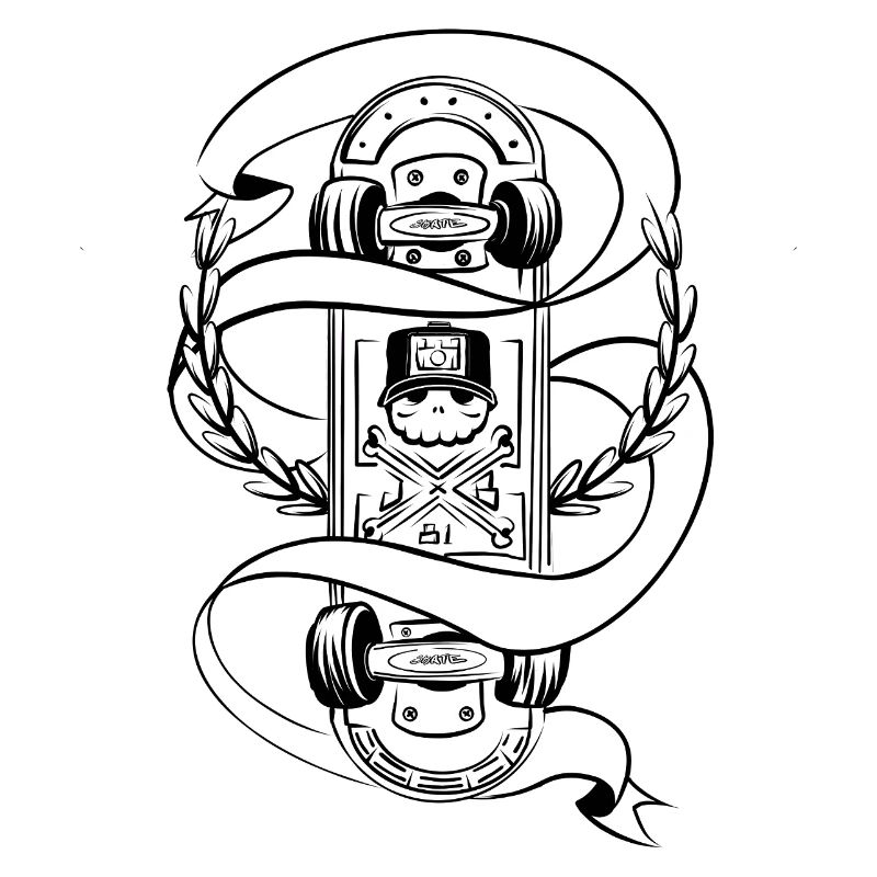 Skateboard Schädel-Lorbeer Abzeichen