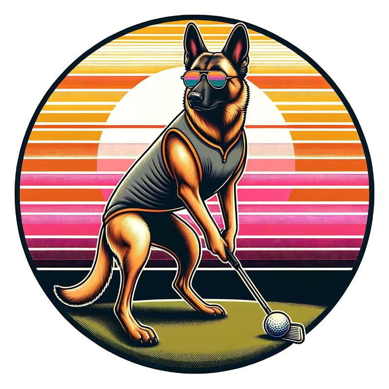 Funny Malinois Dog Golfer Artwork