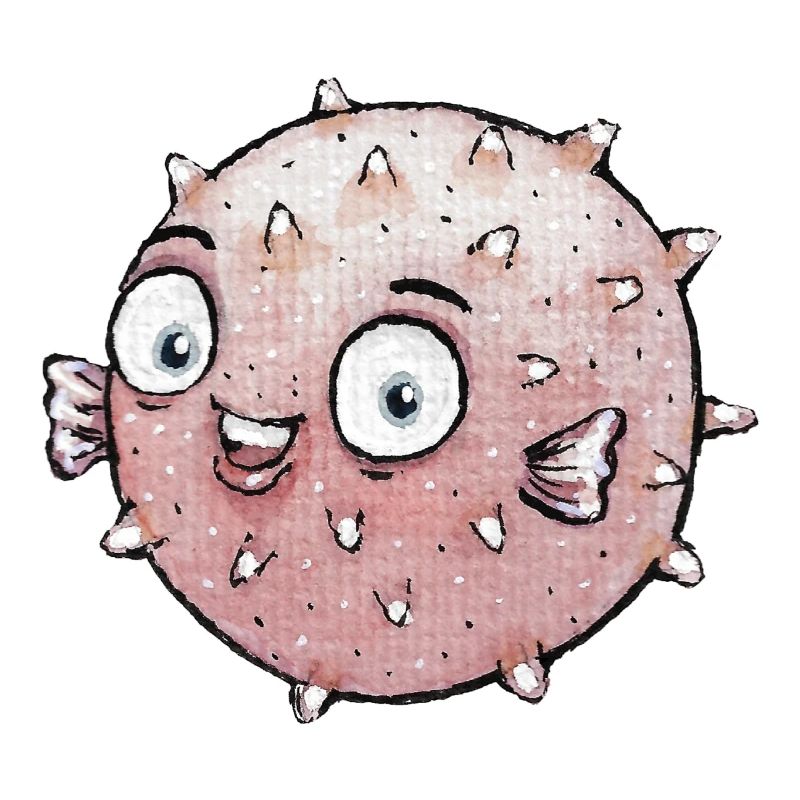 Aquarell Kugelfisch Comic