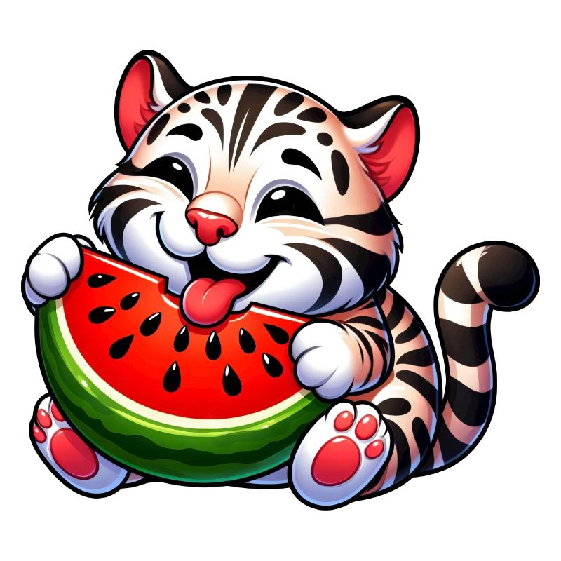 Chat Bengal Avec Pastèque Fruité Drôle