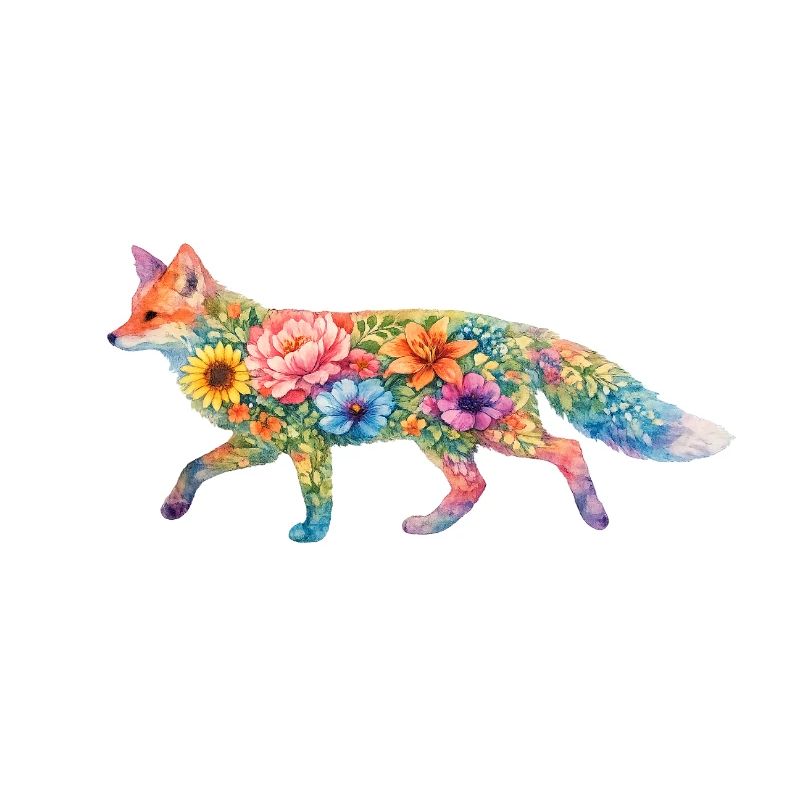 Fleurs en forme d’aquarelle en forme de renards