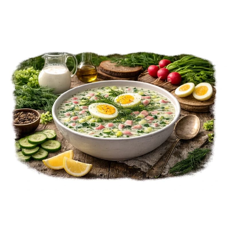 Sahnige Gemüse-Eier-Suppe Okroschka