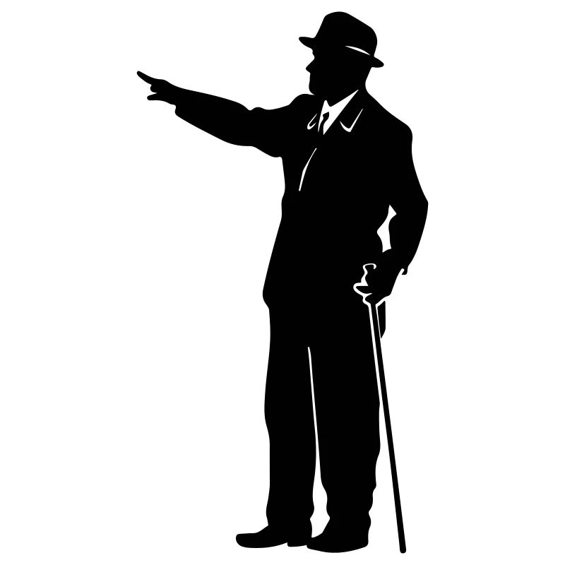 Gentleman Silhouette mit Stock