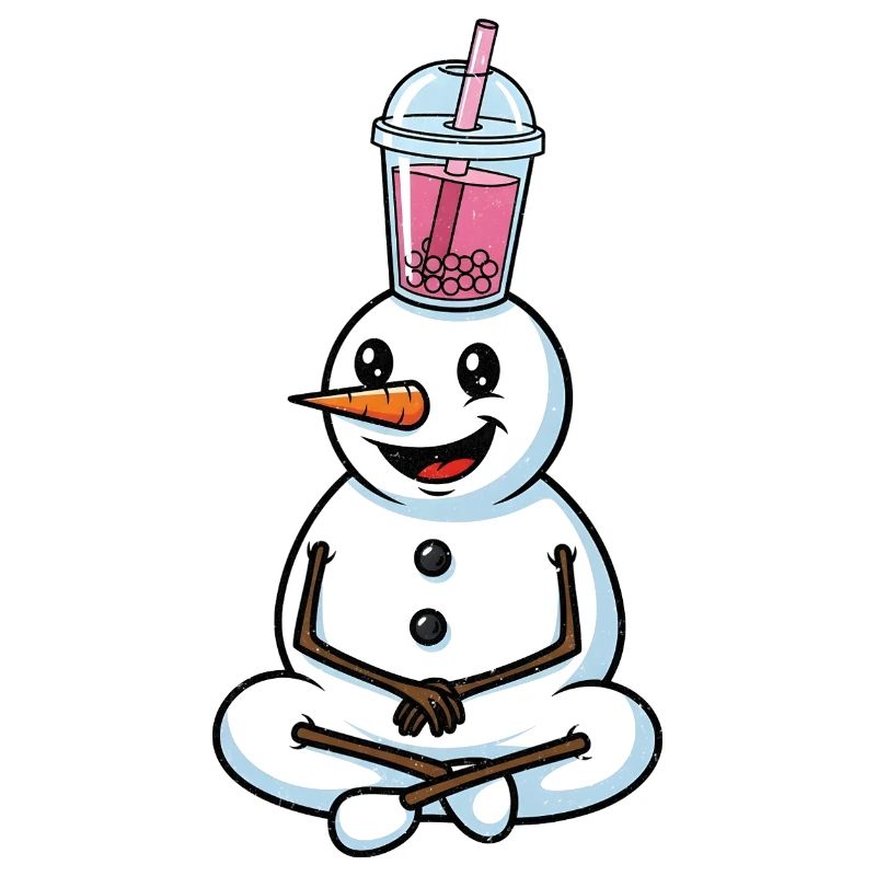 Schneemann mit Bubble Tea