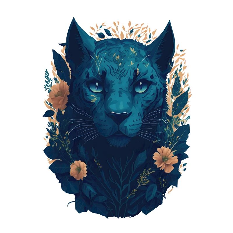 Raubkatze mit Blumen